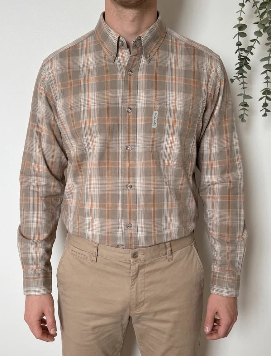 Chemise Columbia marron à carreaux orange 100 % coton taille M - FP2607167 - Photo 1/8