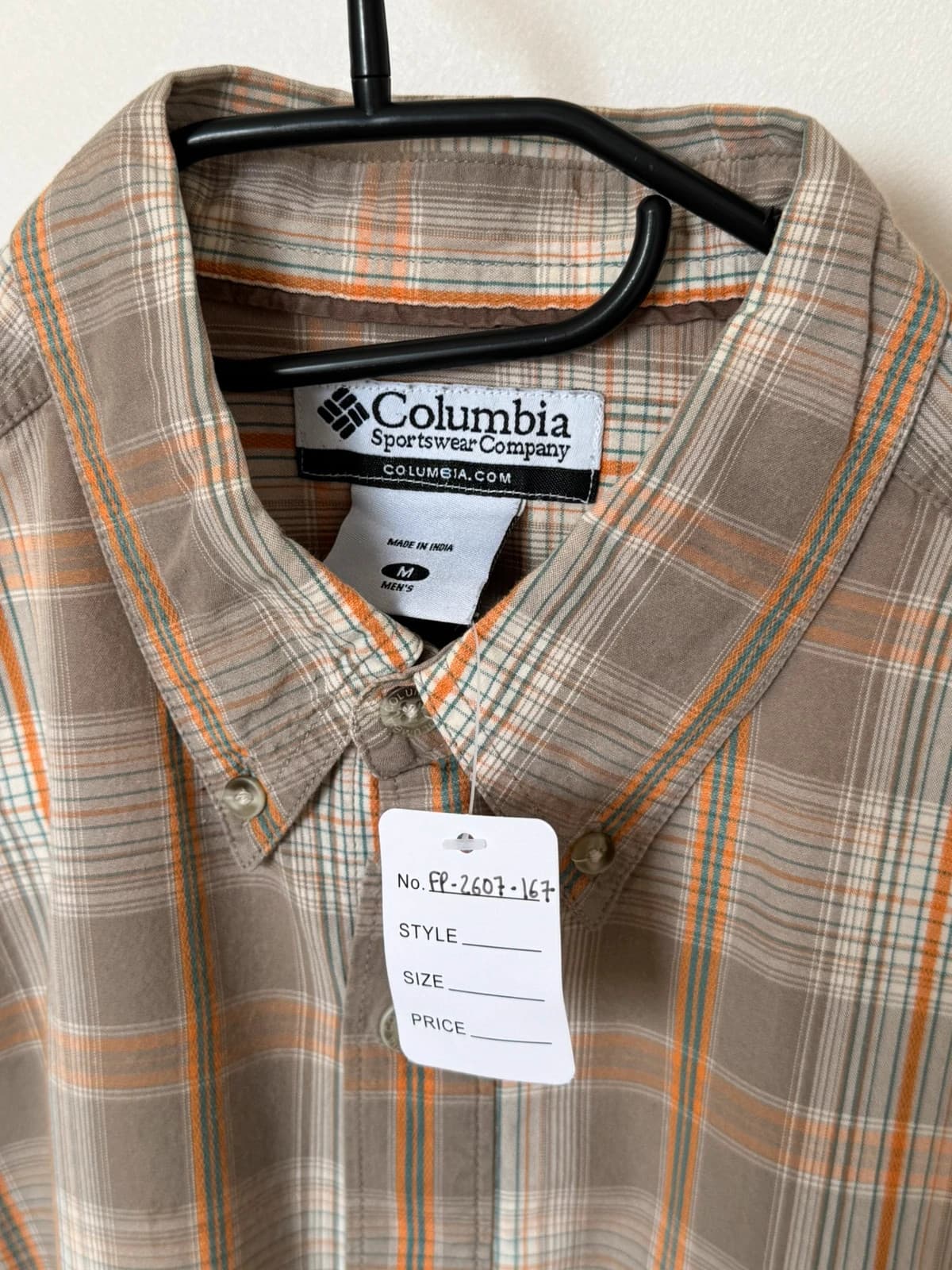 Chemise Columbia marron à carreaux orange 100 % coton taille M - FP2607167 - Photo 3/8