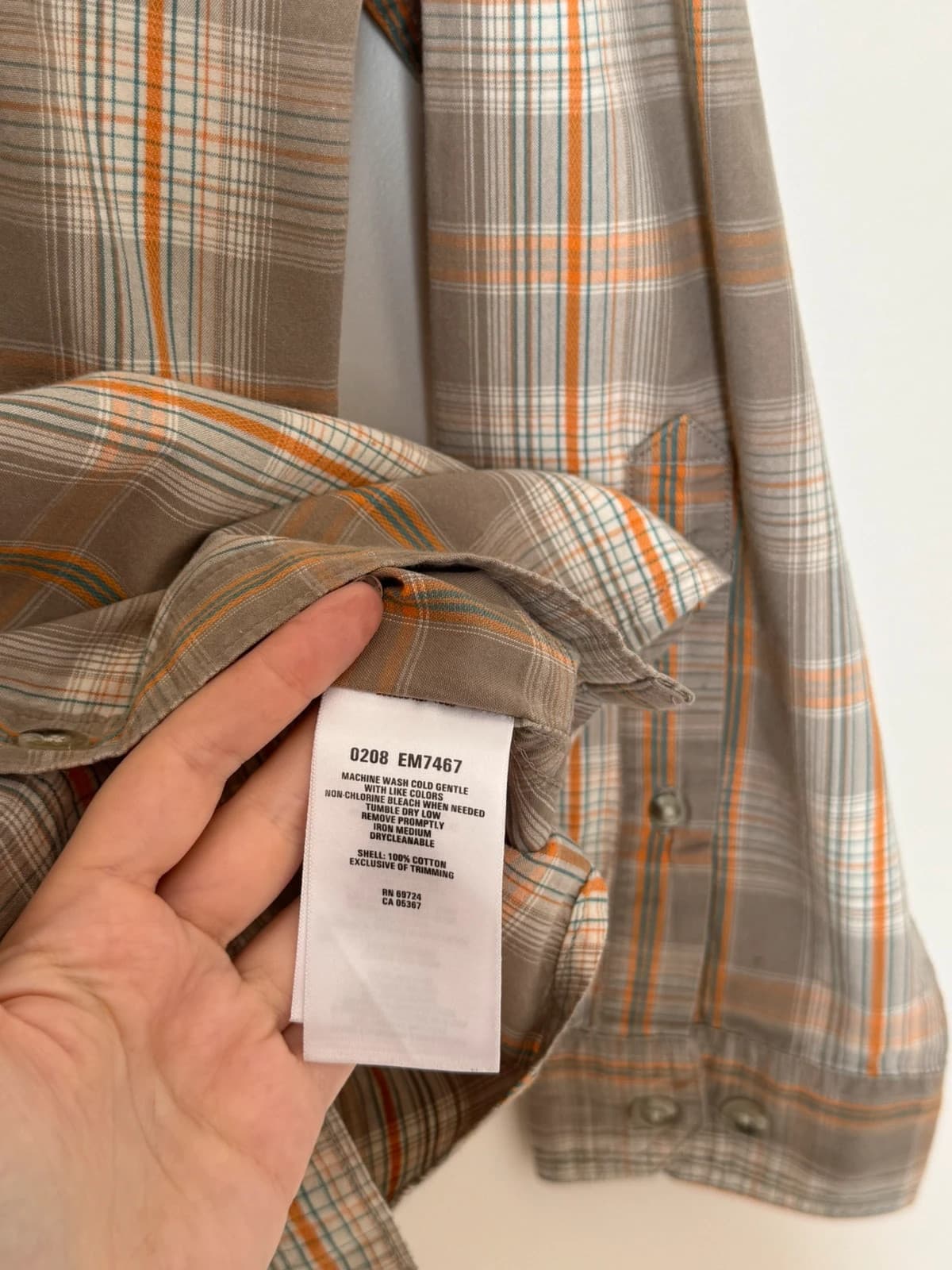 Chemise Columbia marron à carreaux orange 100 % coton taille M - FP2607167 - Photo 4/8