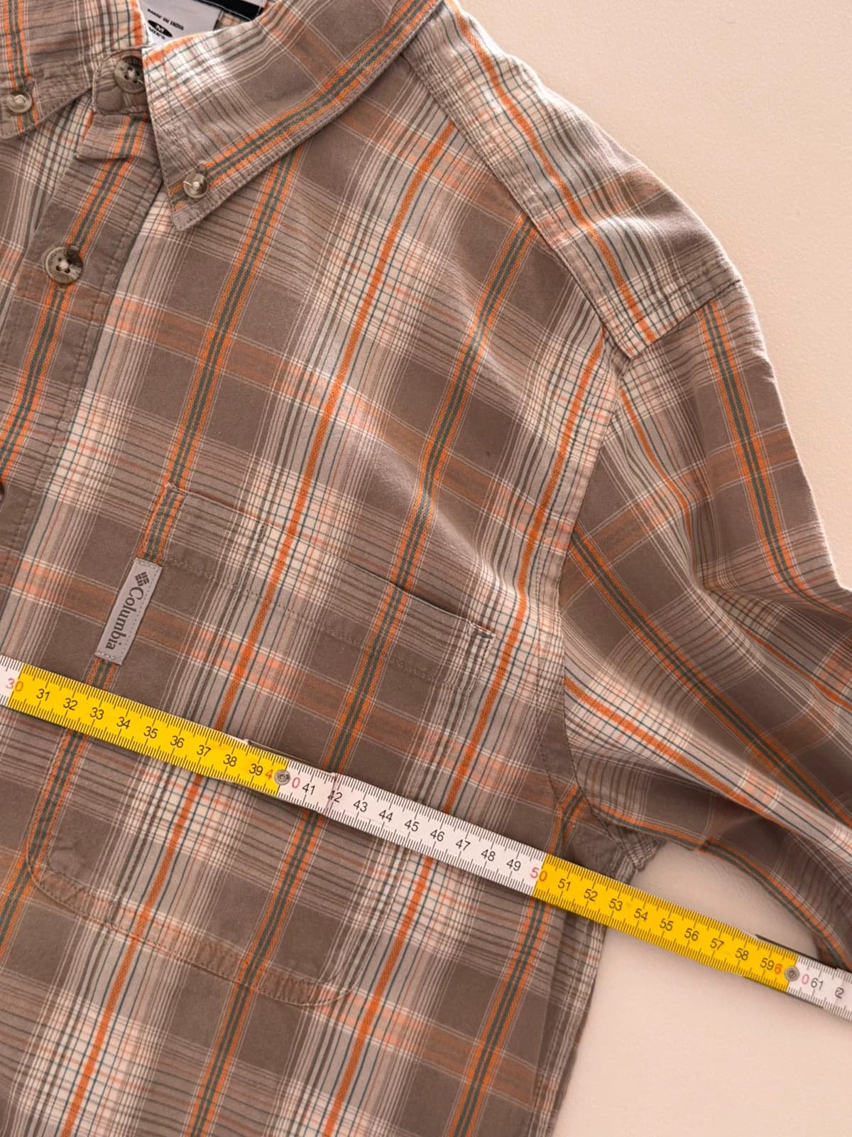 Chemise Columbia marron à carreaux orange 100 % coton taille M - FP2607167 - Photo 7/8
