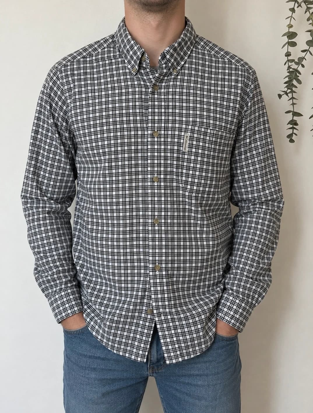 Chemise à carreaux Columbia noir et blanc 100 % coton coupe ample taille L - FP260732 - Photo 1/8