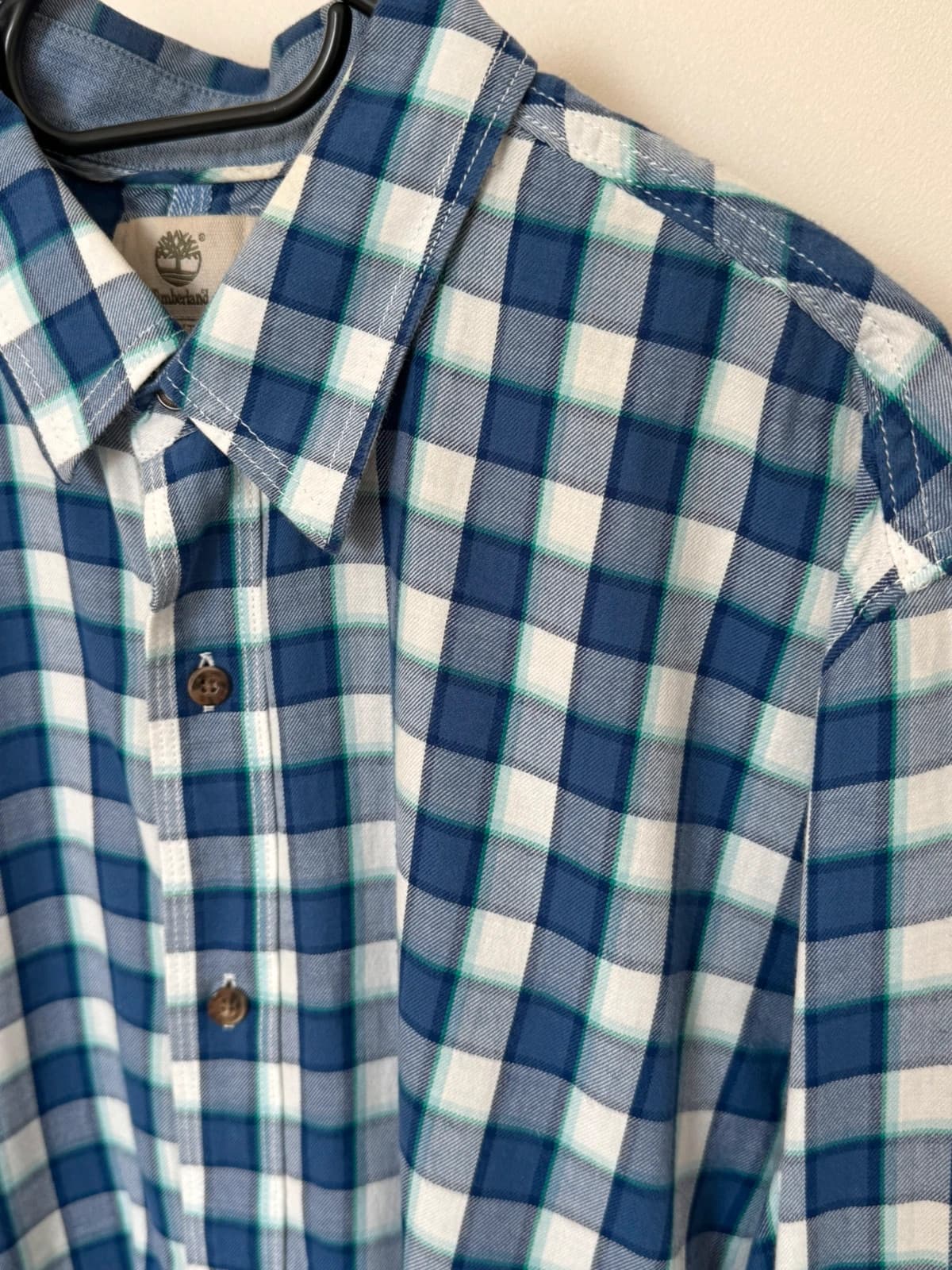 Chemise à carreaux slim fit Timberland bleu blanc taille XL - BR2609127 - Photo 4/9