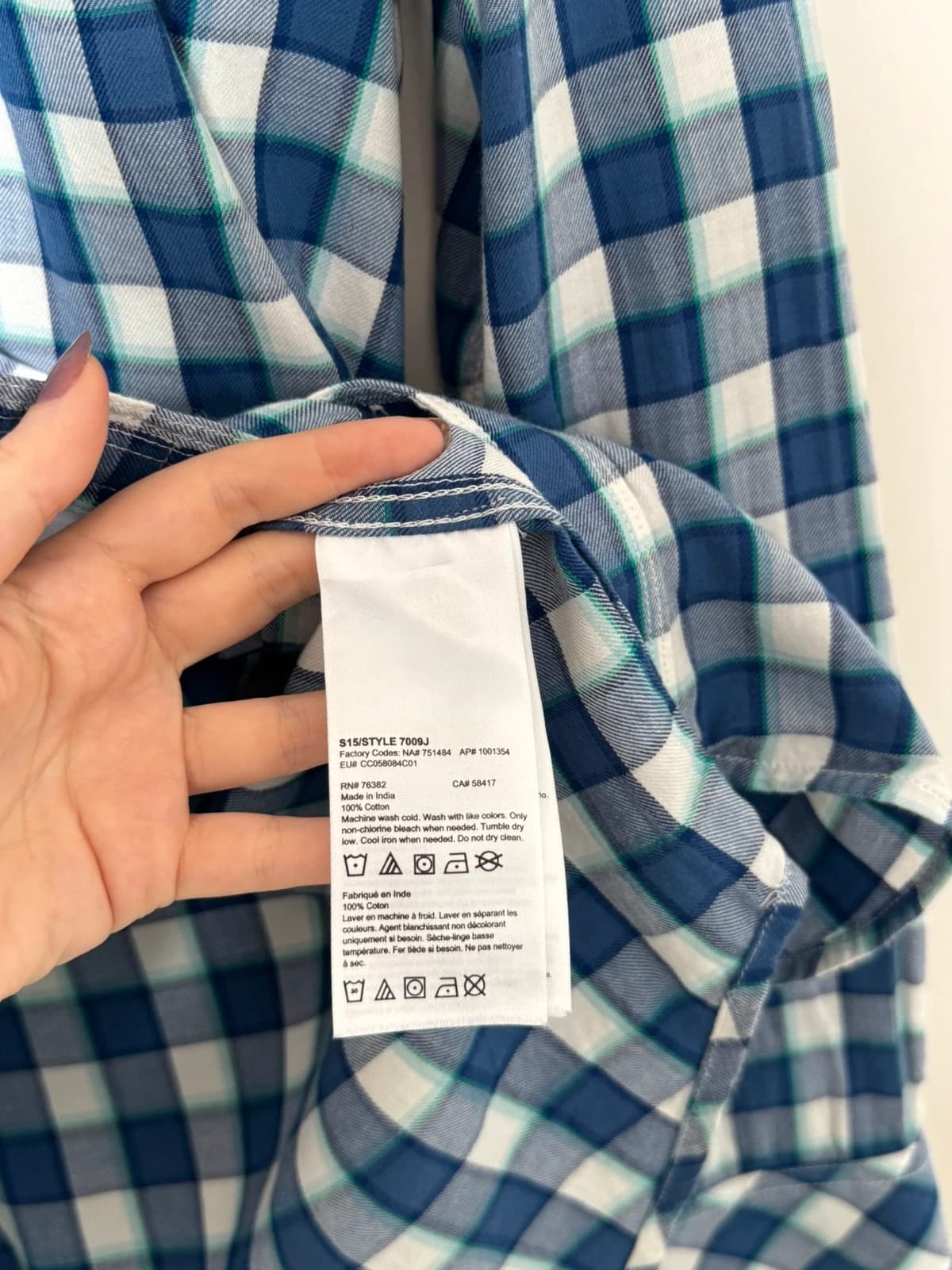 Chemise à carreaux slim fit Timberland bleu blanc taille XL - BR2609127 - Photo 7/9