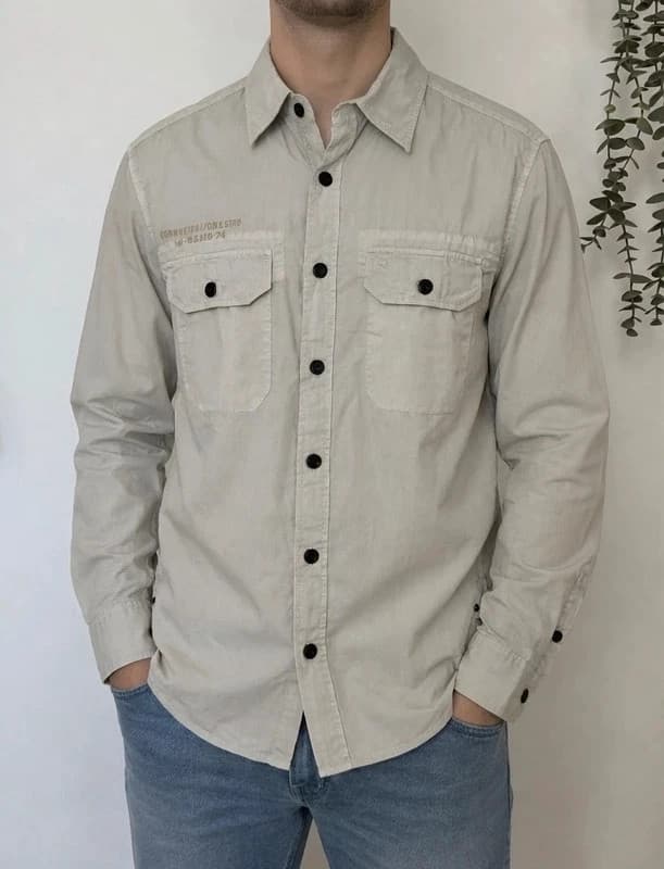 Chemise Converse One Star beige sable style militaire workwear taille M - BR2609130 - Photo 1/12