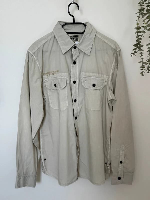 Chemise Converse One Star beige sable style militaire workwear taille M - BR2609130 - Photo 2/12