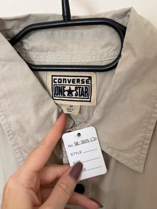 Chemise Converse One Star beige sable style militaire workwear taille M - BR2609130 - Photo 3/12