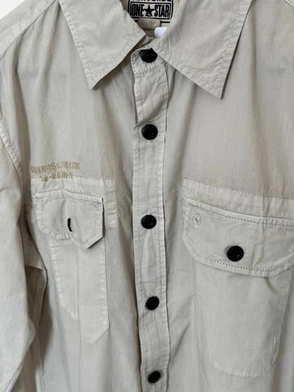 Chemise Converse One Star beige sable style militaire workwear taille M - BR2609130 - Photo 5/12