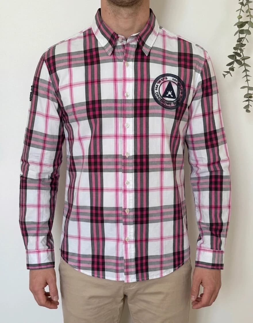 Chemise à carreaux Gaastra rose blanc gris écussons brodés taille XL - BR2609128 - Photo 1/11