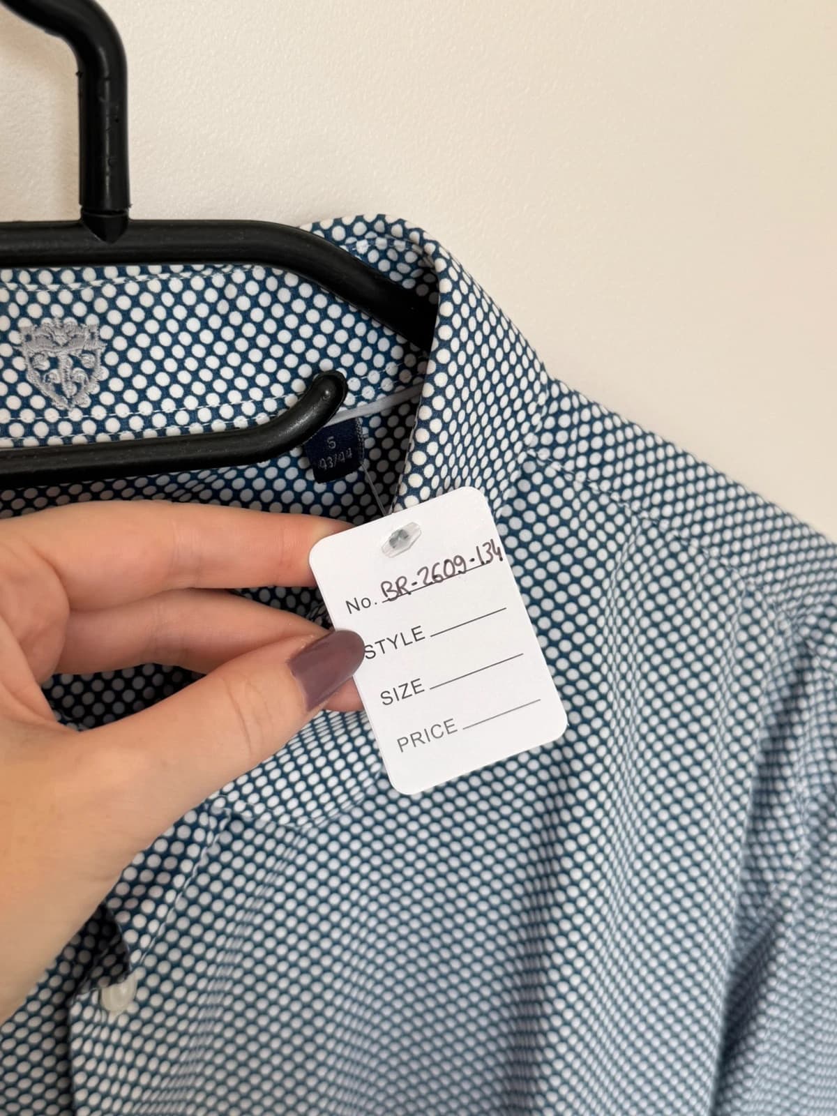 Chemise IZAC bleu marine à petits pois blancs manches longues taille 5/XL - BR-2609134 - Photo 3/10