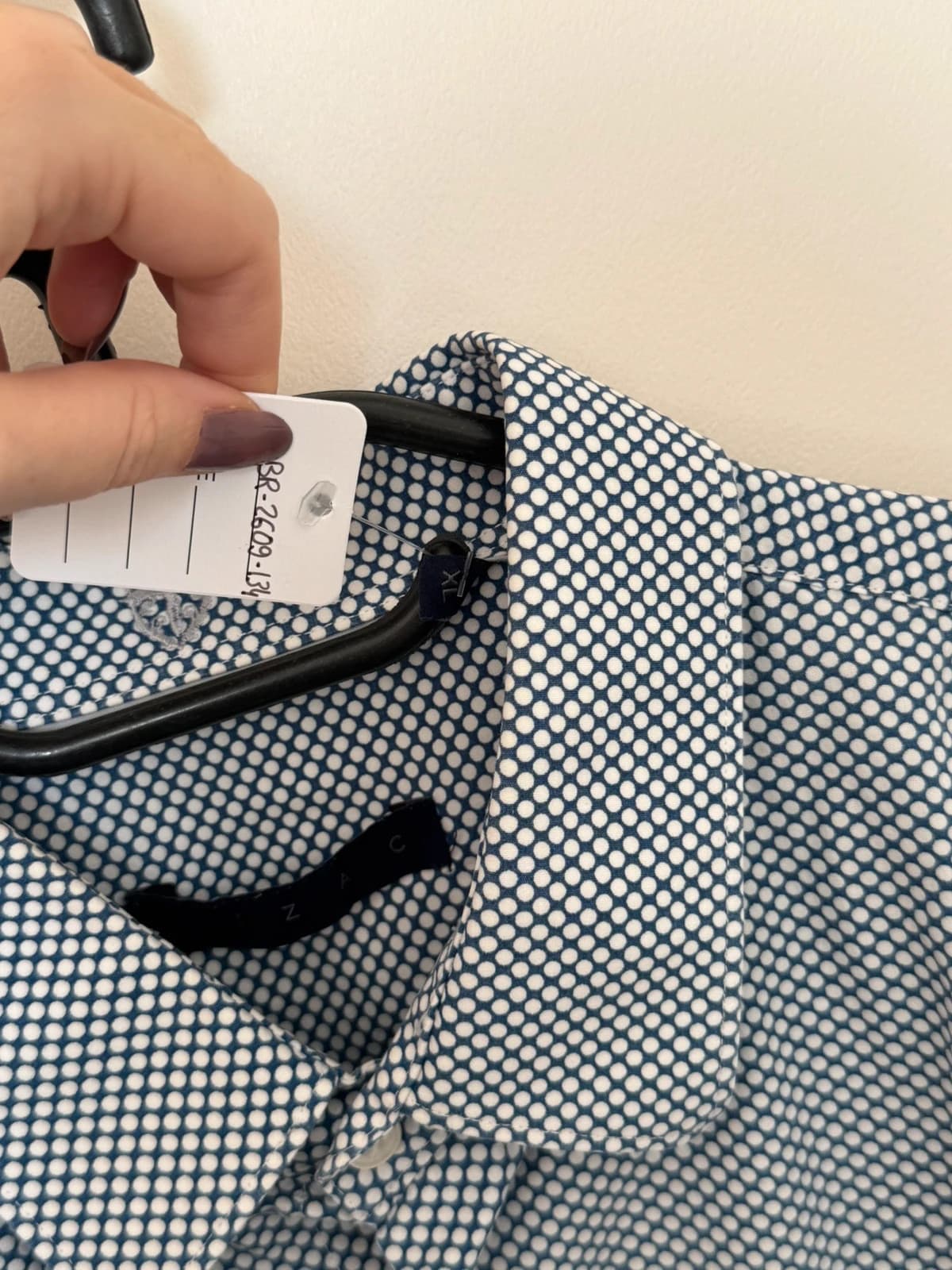 Chemise IZAC bleu marine à petits pois blancs manches longues taille 5/XL - BR-2609134 - Photo 7/10