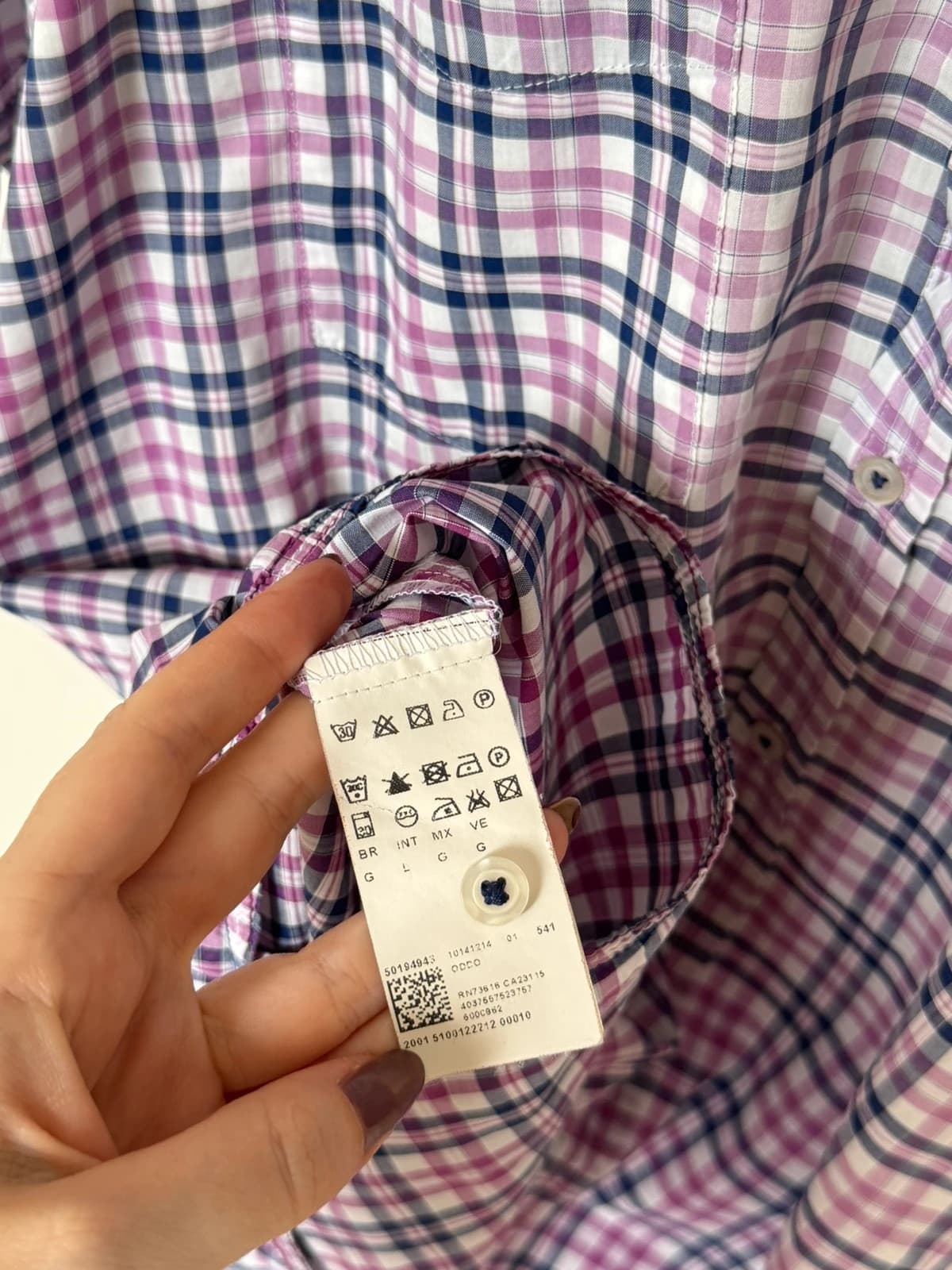 Chemise manches courtes regular fit BOSS carreaux rose violet bleu taille L - DN26095 - Photo 6/11