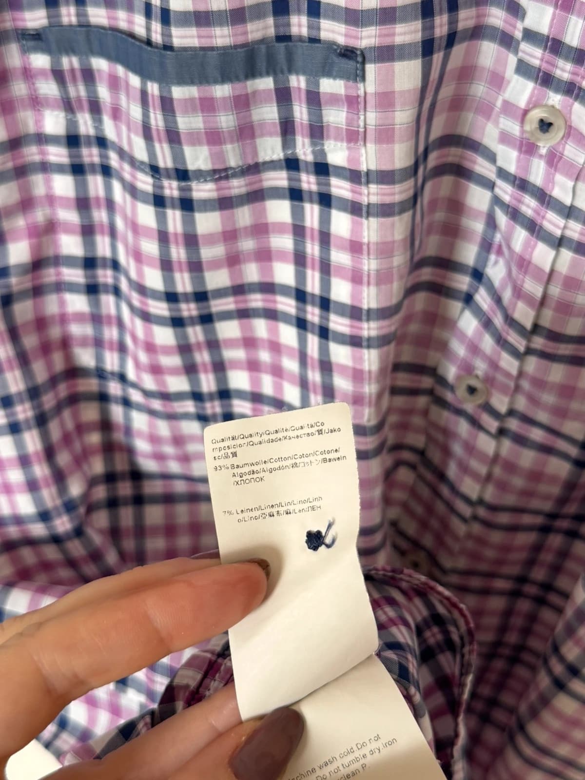 Chemise manches courtes regular fit BOSS carreaux rose violet bleu taille L - DN26095 - Photo 8/11