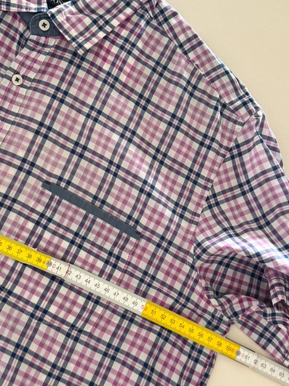 Chemise manches courtes regular fit BOSS carreaux rose violet bleu taille L - DN26095 - Photo 10/11