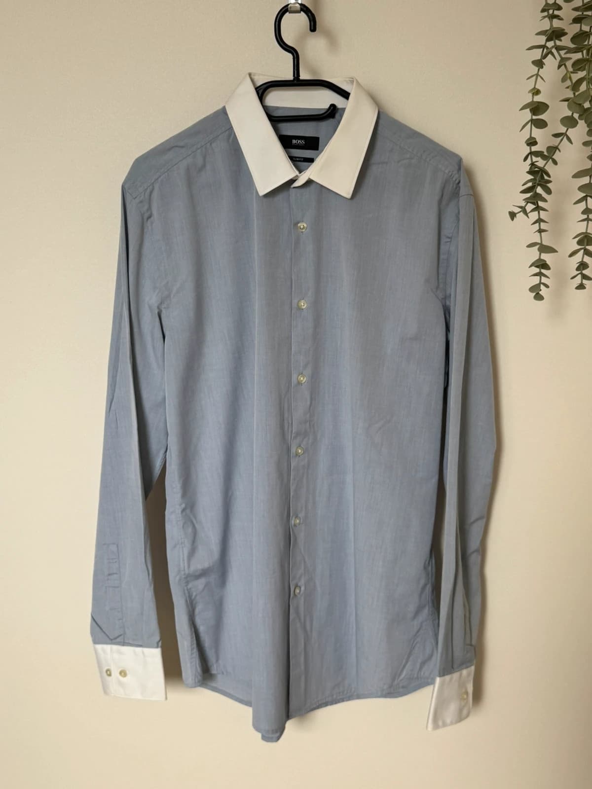 Chemise slim fit BOSS bleu gris col blanc contrastant taille 42/L - DN26098 - Photo 2/9
