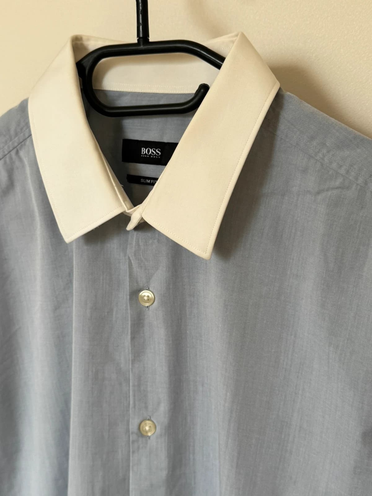 Chemise slim fit BOSS bleu gris col blanc contrastant taille 42/L - DN26098 - Photo 4/9