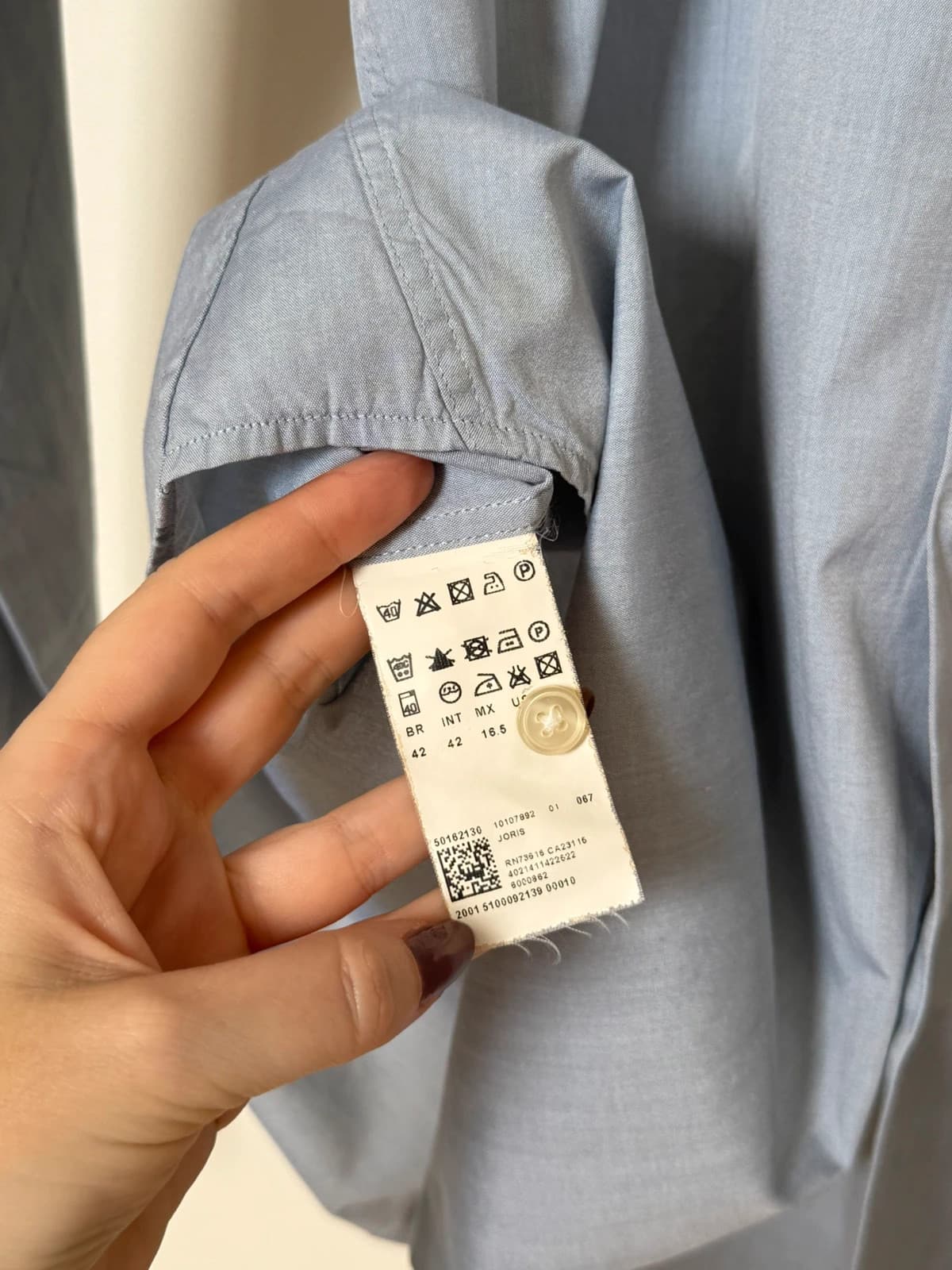 Chemise slim fit BOSS bleu gris col blanc contrastant taille 42/L - DN26098 - Photo 6/9