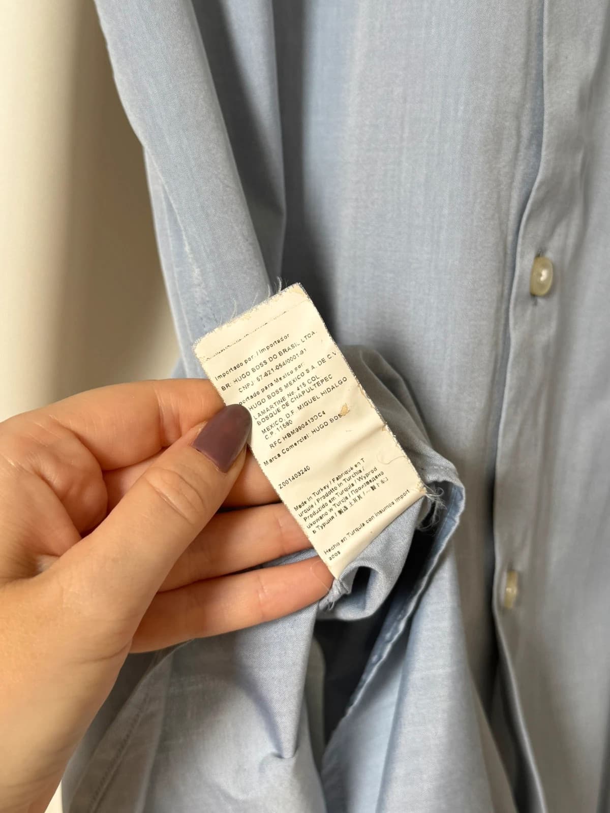 Chemise slim fit BOSS bleu gris col blanc contrastant taille 42/L - DN26098 - Photo 7/9