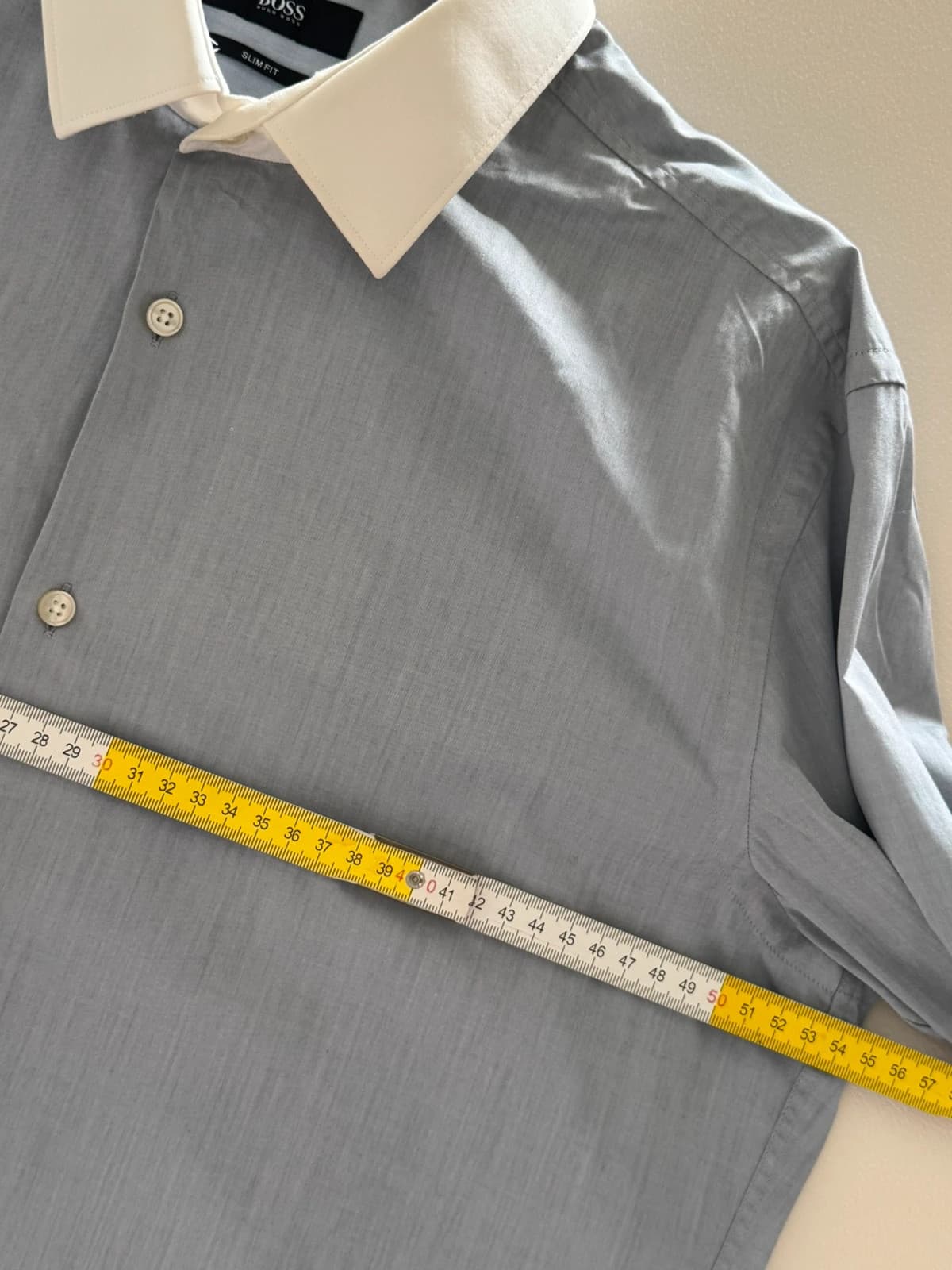 Chemise slim fit BOSS bleu gris col blanc contrastant taille 42/L - DN26098 - Photo 8/9