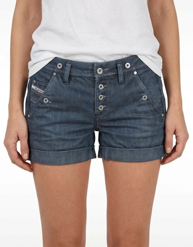 Short en jean bleu foncé Diesel boutons blancs W27