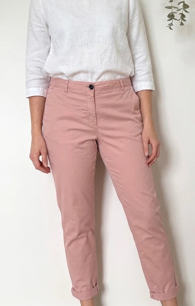 Pantalon chino Jodhpur rose poudré coupe cigarette taille 42/L