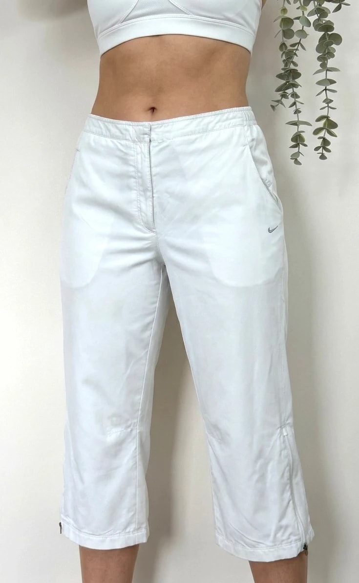 Pantalon court vintage Nike blanc zip bas coupe sport taille M
