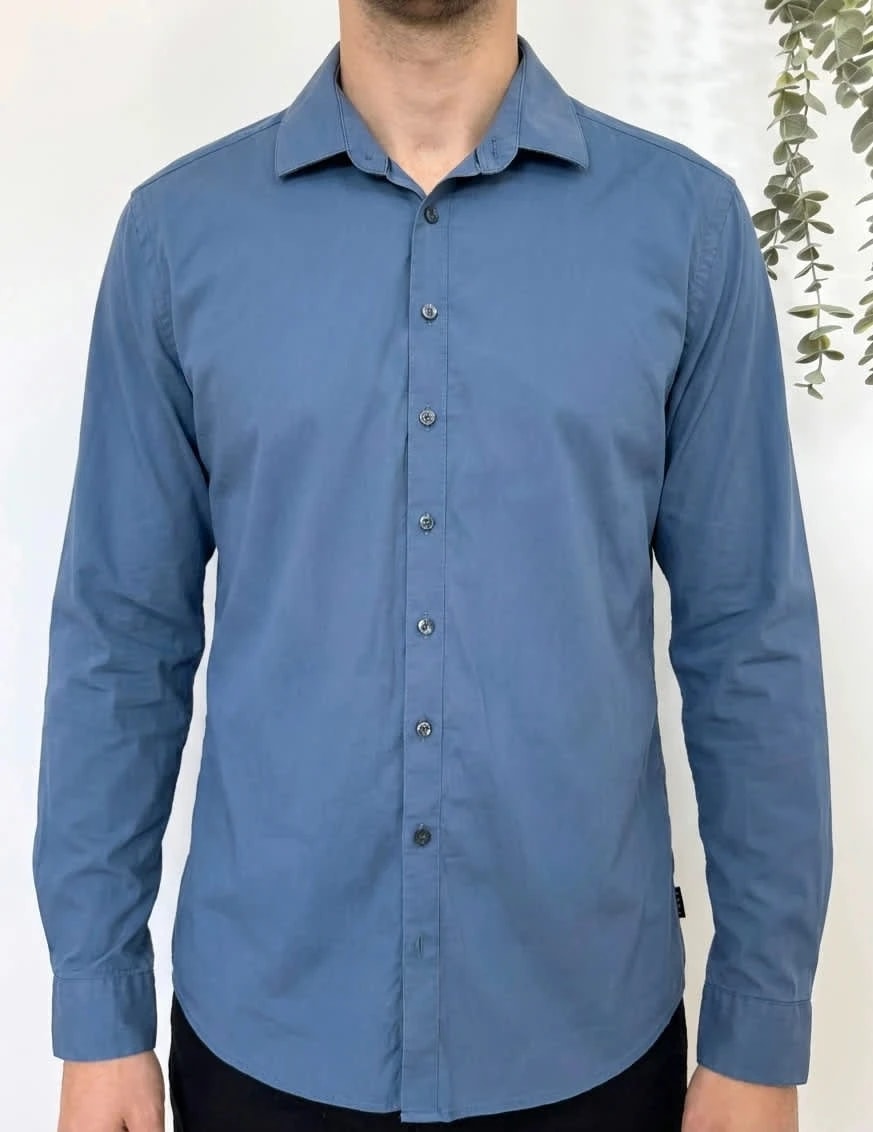 Camicia slim fit stretch IZAC blu acciaio taglia 39/40 - SC260119