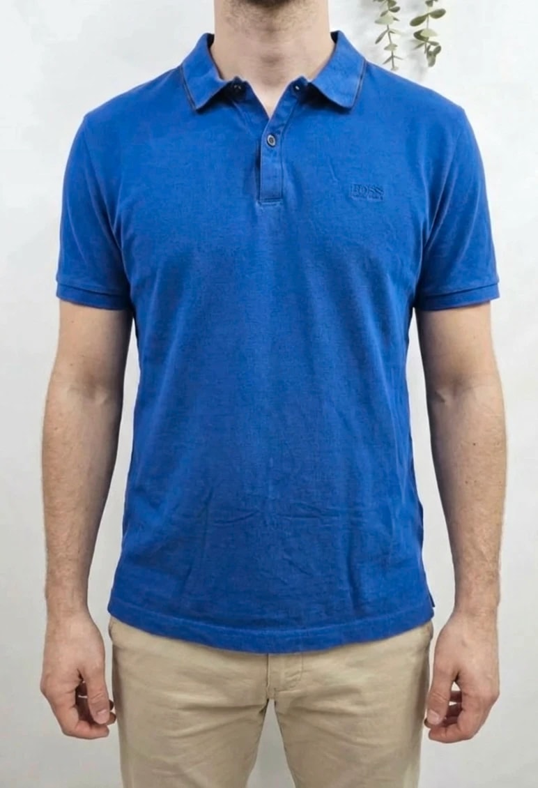 Polo bleu Hugo Boss logo brodé taille XXL