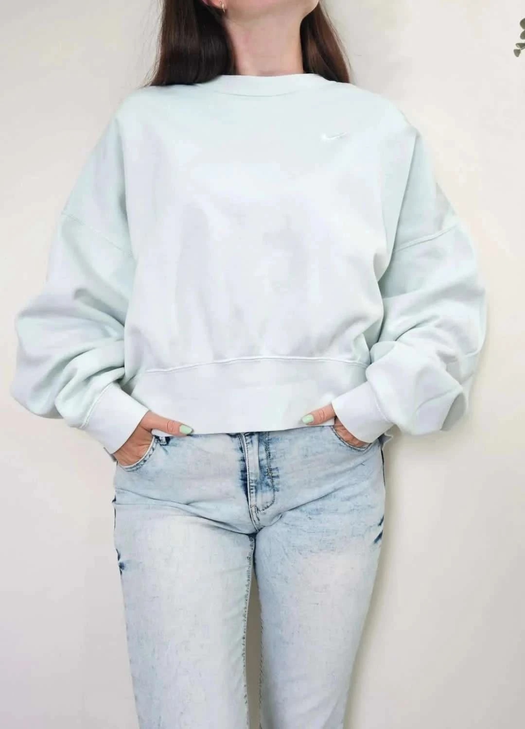 Sweat Nike vert pastel oversize Crop logo brodé swoosh taille M