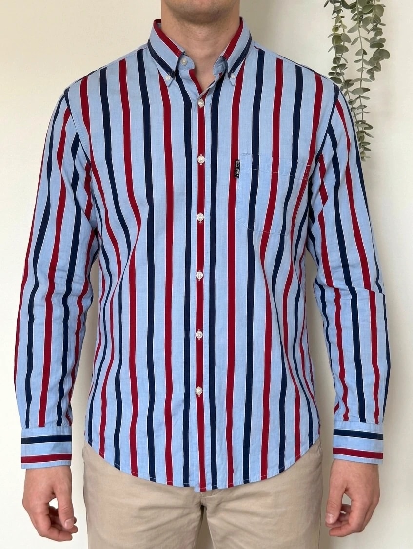 Chemise rayée Saint James Nautique bleu rouge taille L - FP260352