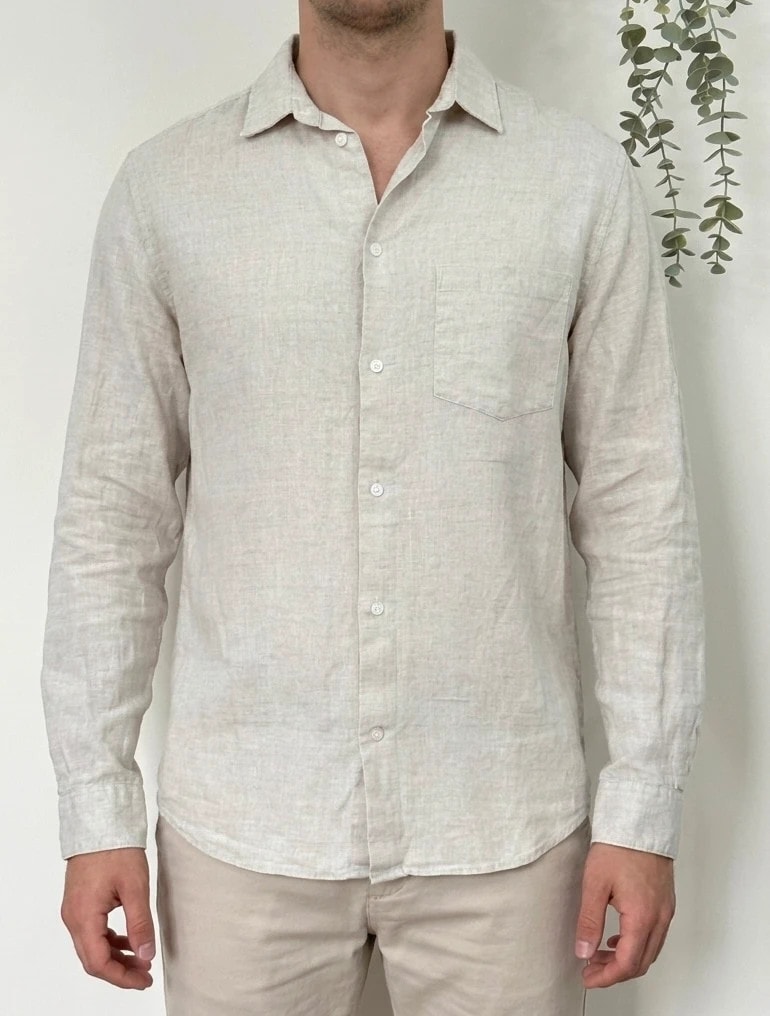 Skjorte i hør H&M naturhvid beige størrelse M