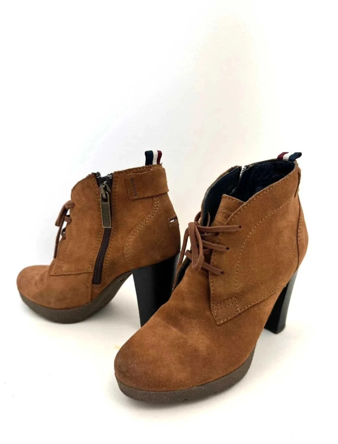 Bottines talon cuir suédé Tommy Hilfiger camel taille 36