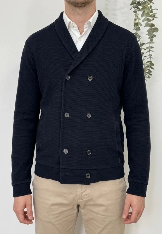 Gilet veste croisée Hugo Boss slim fit bleu marine taille S cardigan blazer
