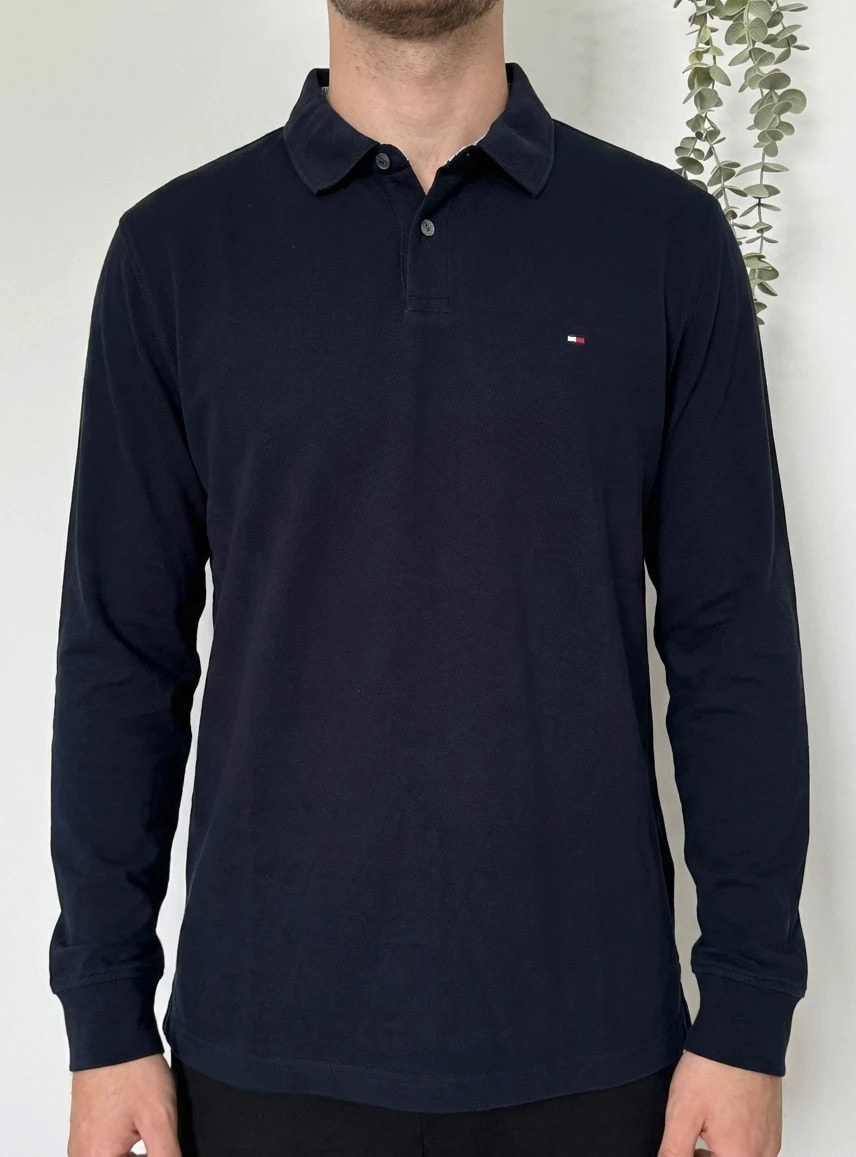 Polo manches longues piqué Tommy Hilfiger bleu marine taille 3XL - FP260236