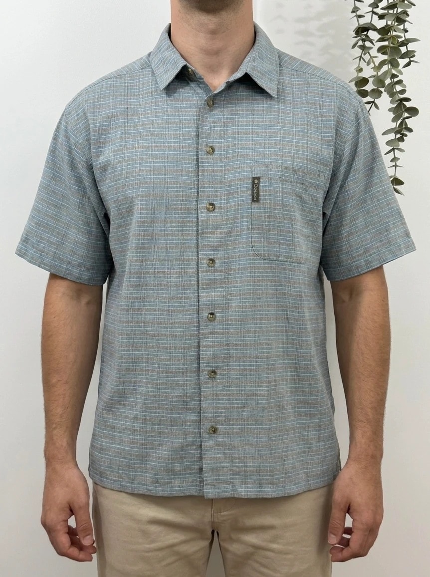 Chemise outdoor Columbia carreaux bleu gris taille M - FP2607166