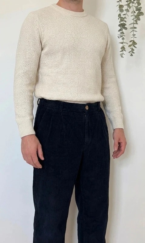 Pantalon velours côtelé Yves Saint Laurent vintage bleu marine noir taille 42/W31