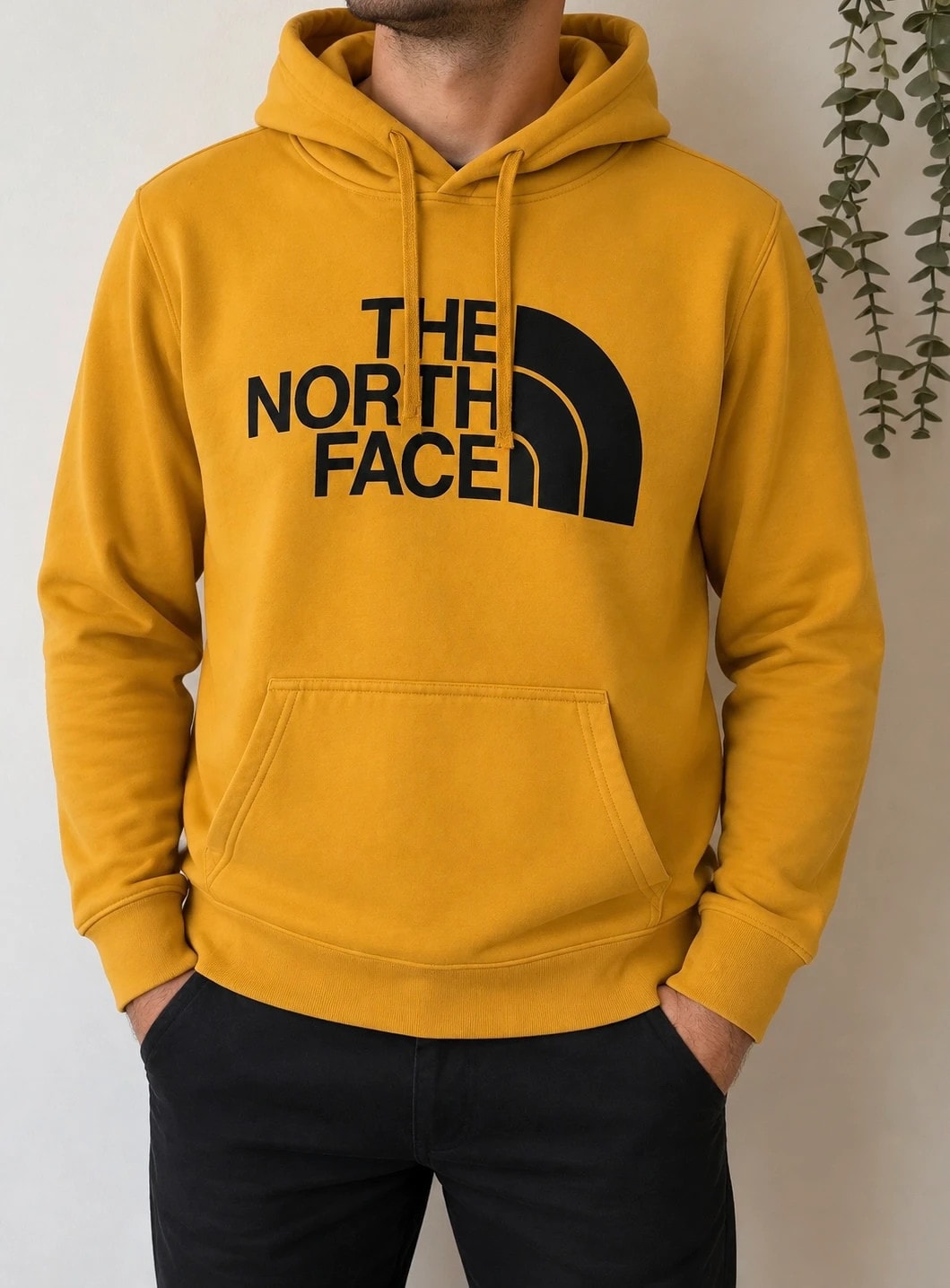 Sweat à capuche The North Face jaune moutarde grand logo taille M - FP2607160