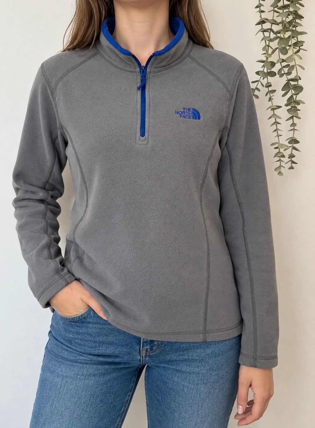 Polaire 1/4 zip The North Face gris bleu taille M - FP260736