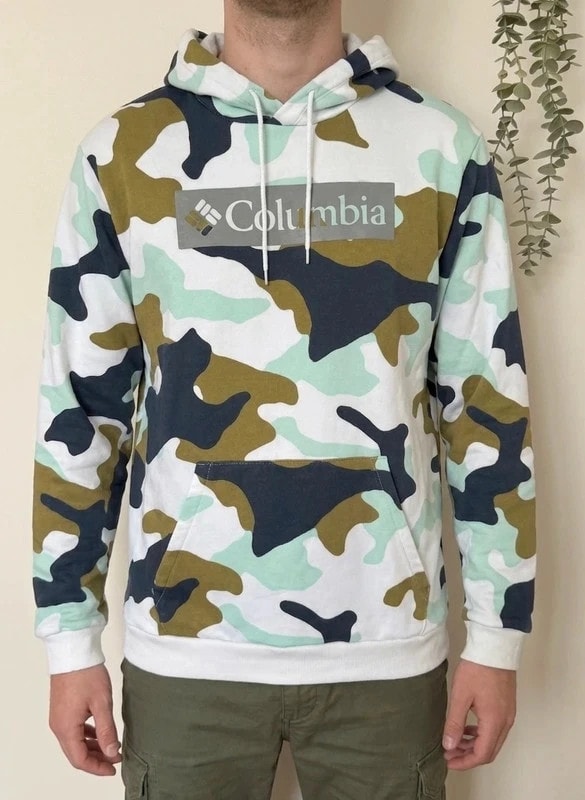 Hoodie/Sweat à capuche Columbia camouflage kaki bleu menthe taille L - FP260795