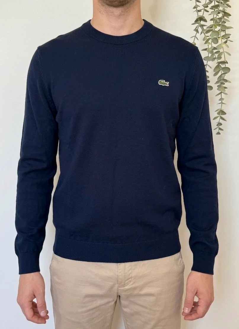 Pull col rond regular fit Lacoste bleu marine taille 6/XL - FP260778