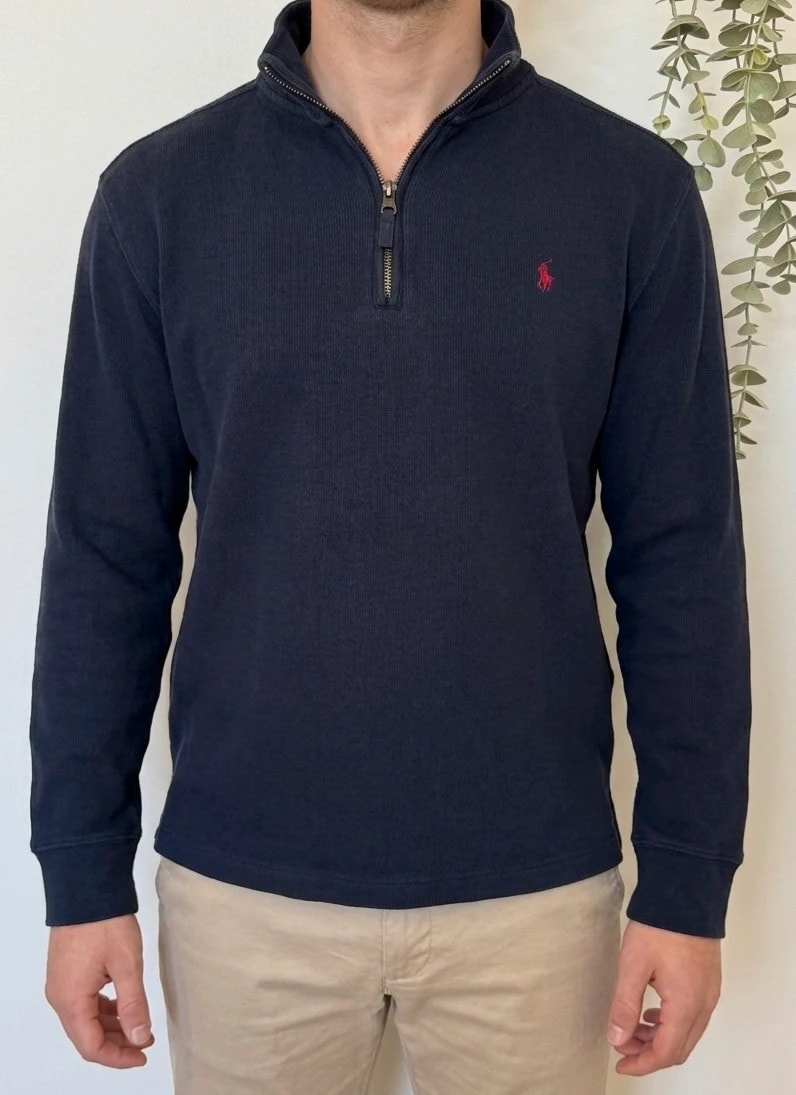 Pull half zip col camionneur Polo Ralph Lauren bleu marine taille L 16/18/S - FP260772