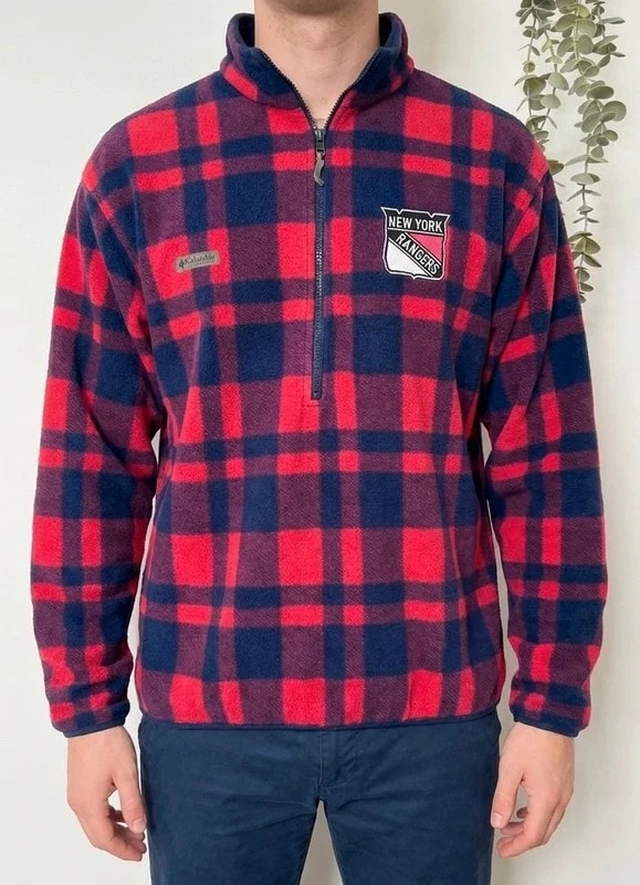 Polaire half zip vintage Columbia New York Rangers NHL carreaux taille L - FP260788