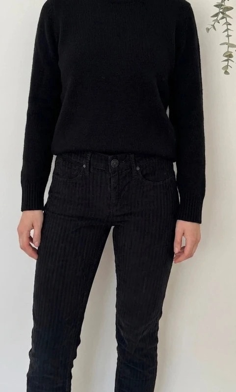 Pantalon slim Sandro velours côtelé noir à rayures taille 36 - SC2605101