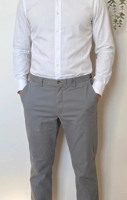 Pantalon chino Stretch Straight Fit Polo Ralph Lauren gris taille W36 L34 qr code - SK260539