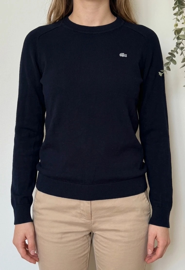 Pull Lacoste L!VE bleu marine logo blanc coton taille XS - VG260567