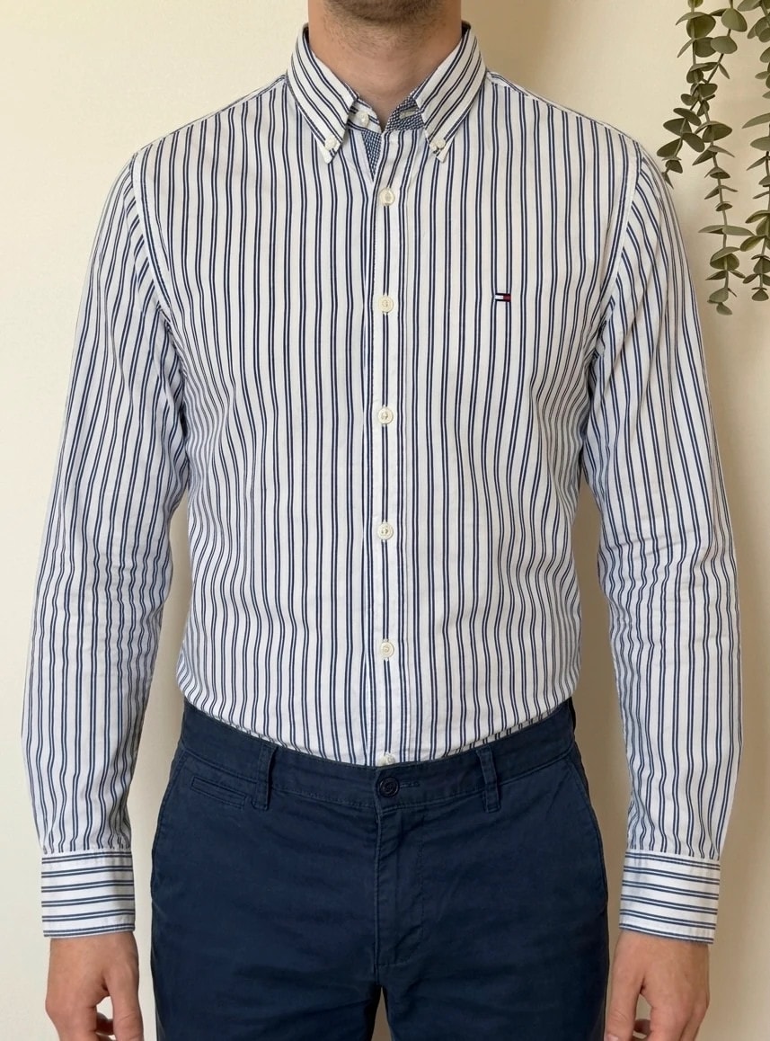 Chemise slim fit Tommy Hilfiger rayée blanc bleu taille S - SK260666