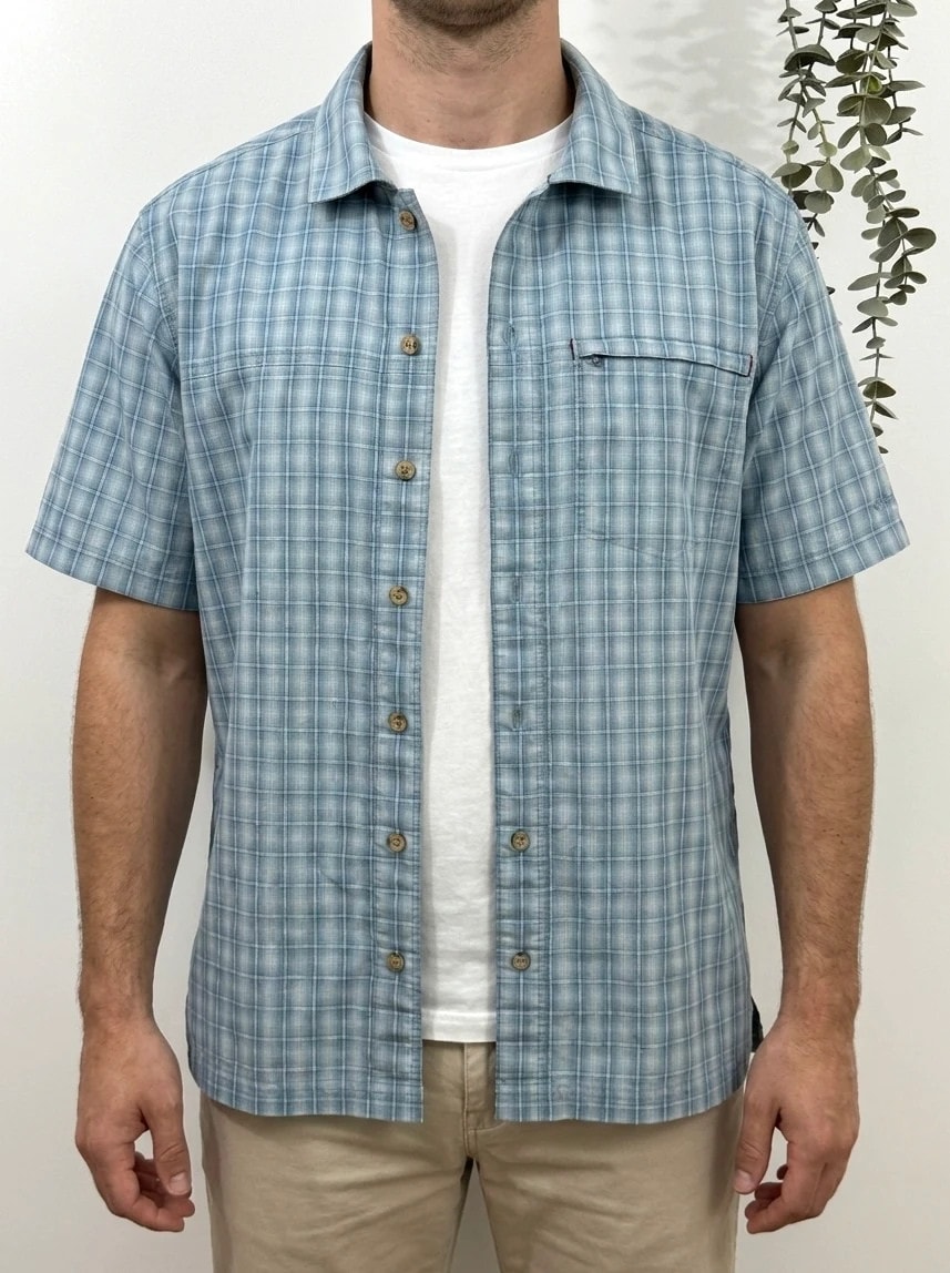 Chemise manches courtes Columbia Vertex carreaux bleu gris taille M - FP2607163