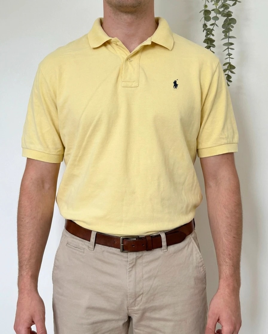 Polo piqué vintage Polo Ralph Lauren jaune pâle taille XXL - PP2603378