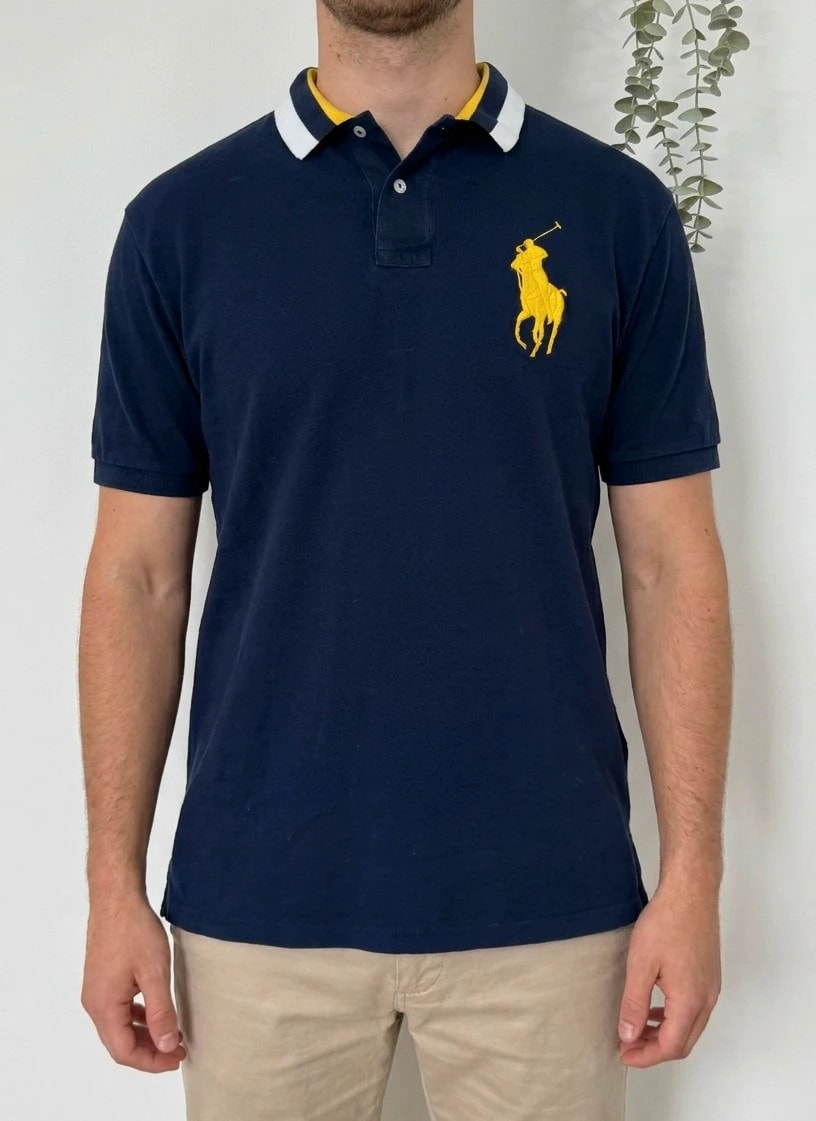 Polo piqué Big Pony jaune Polo Ralph Lauren bleu marine taille XL - PP2603401