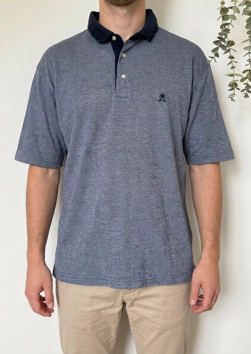 Polo vintage Tommy Hilfiger micro rayé bleu taille L - PP2603264