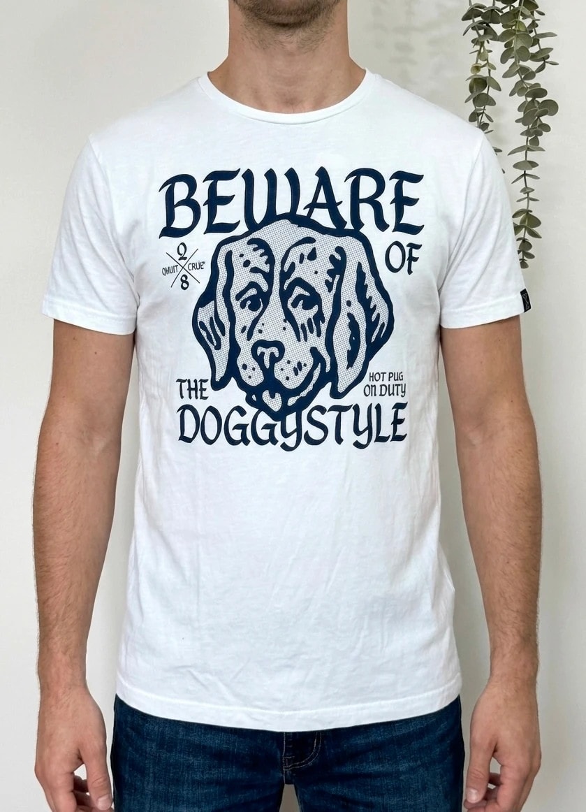 T-shirt Qhuit blanc imprimé chien taille M - SC260383